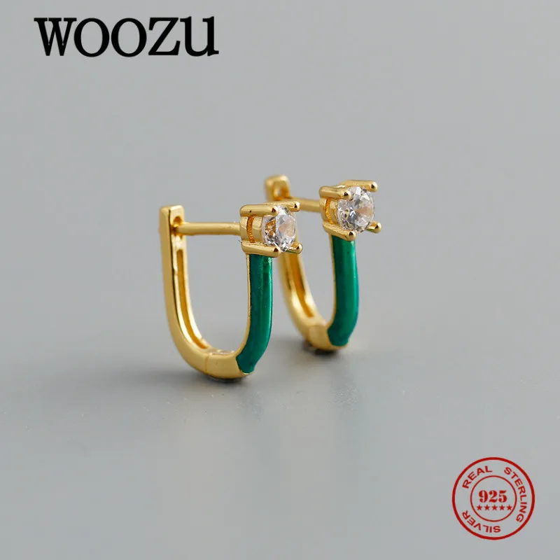 WOOZU Роскошные Круглый Циркон готика простой синий серьги кольца для женщин из