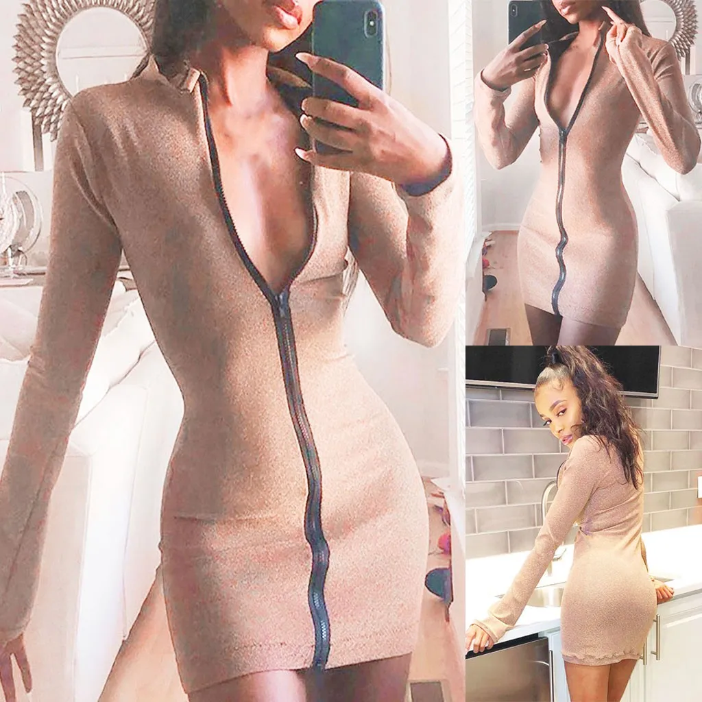 Женский Повседневный Сексуальный Кардиган платье на молнии вязаная сумка с