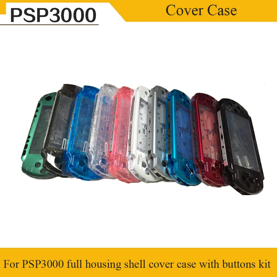 

10 Color Clear Transparent Color For PSP3000 PSP 3000 Shell Game Console replacement full housing cover case with buttons kit