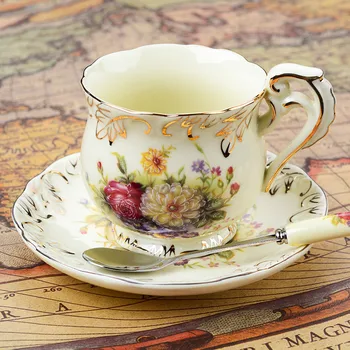 

EUROPEAN - STYLE CERAMIC CUPS 3 SETS OF CREATIVE BONE CHINA ENGLISH COFFEE CUP DISC AFTERNOON TEA CUPS 200ML