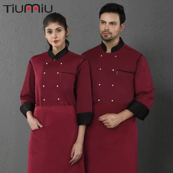 

Stitching Long Sleeve Chef Jacket Unisex Kitchen Work Uniform Hotel Catering Service Cafe Bakery Barber Shop Waiter Work Jacket