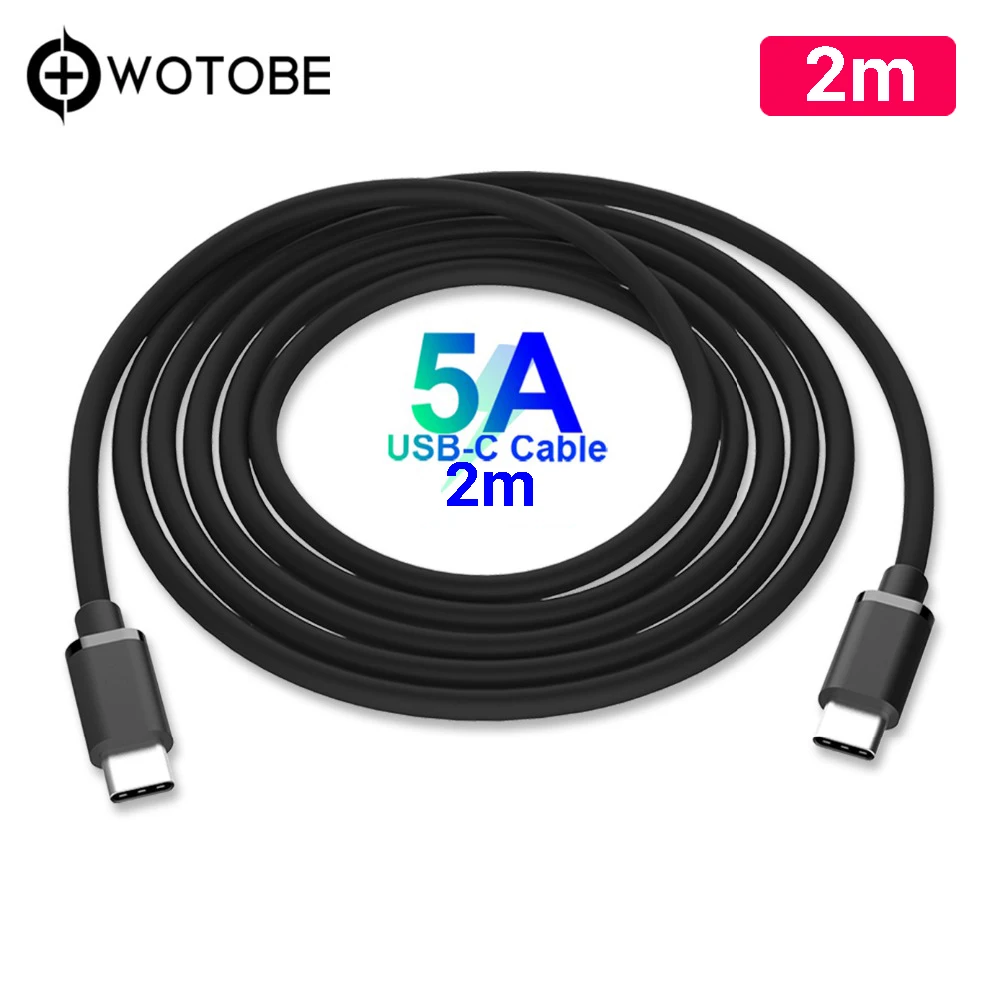 WOTOBE линия питания USB C кабель 5A/3A(2 м) высокая прочность, для usb type-C samsung iPad Pro пикселей Nexus 6P Matebook MacBook