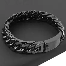 Мужская цепочка для браслета, 15 мм, браслет из нержавеющей стали, кубинская цепочка на руку, мужские аксессуары, мужские браслеты на цепочке