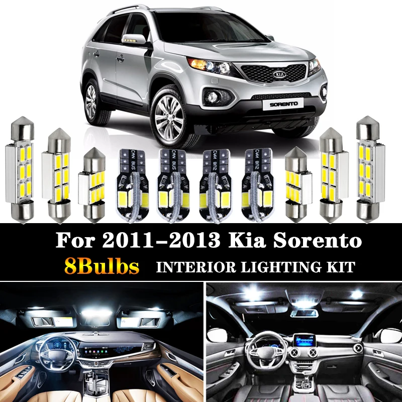 6x For Kia Sorento 2011 2012 2013 Interior LED Lights Package Kit Bright White