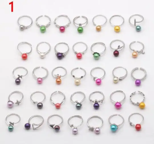 10pcs rings mixed 925 пробы кольцо с прорезями крепления для ребенка от 6 до 8 мм жемчуг поделки жемчуг кольцо с регулируемым размером случайный смешанный 10/30/50 шт сумка N117 - Цвет основного камня: 10pcs rings mixed