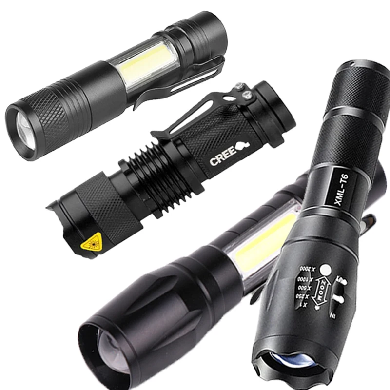 20000LM Telescopic Focus COB Light Flashlight Mini Aluminum Flashlight JL