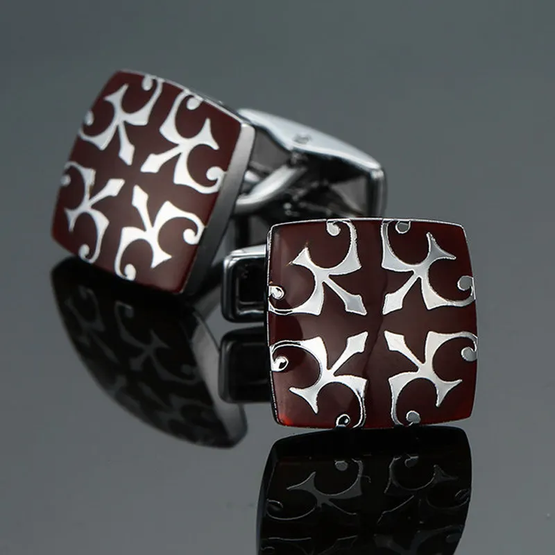 

Запонки мужские винно-красные, в стиле ретро