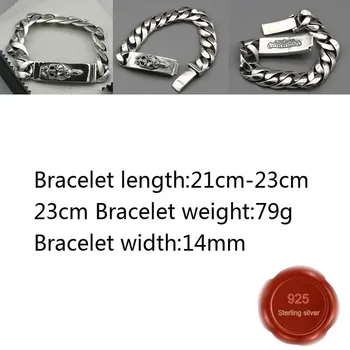

B86 S925 sterling silver bracelet personality fashion punk street dance style sword heart domineering jewelry gifts for lovers