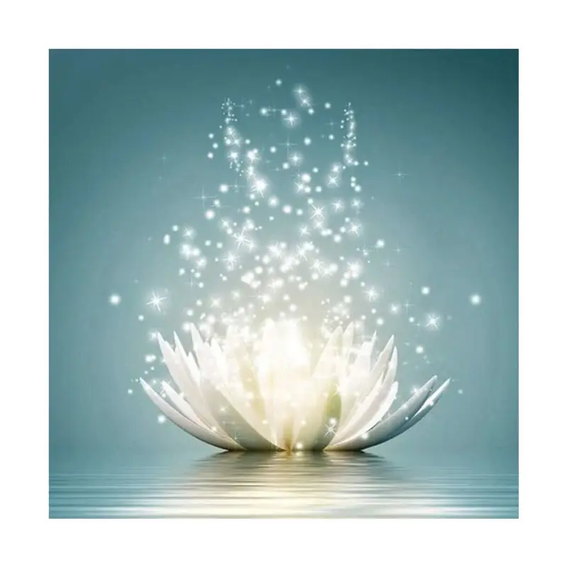 

5D Diamond Painting Kit for Adults, Diamond Painting Flower Full Round Drill Romantic Lotus Rhinestone Embroidery Arts Craft Su