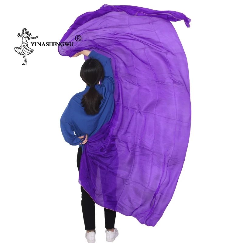 

New Pure Silk Belly Dance Veils Belly Dance Scarf Silk Veils Practice Stage Performance Pure purple Color