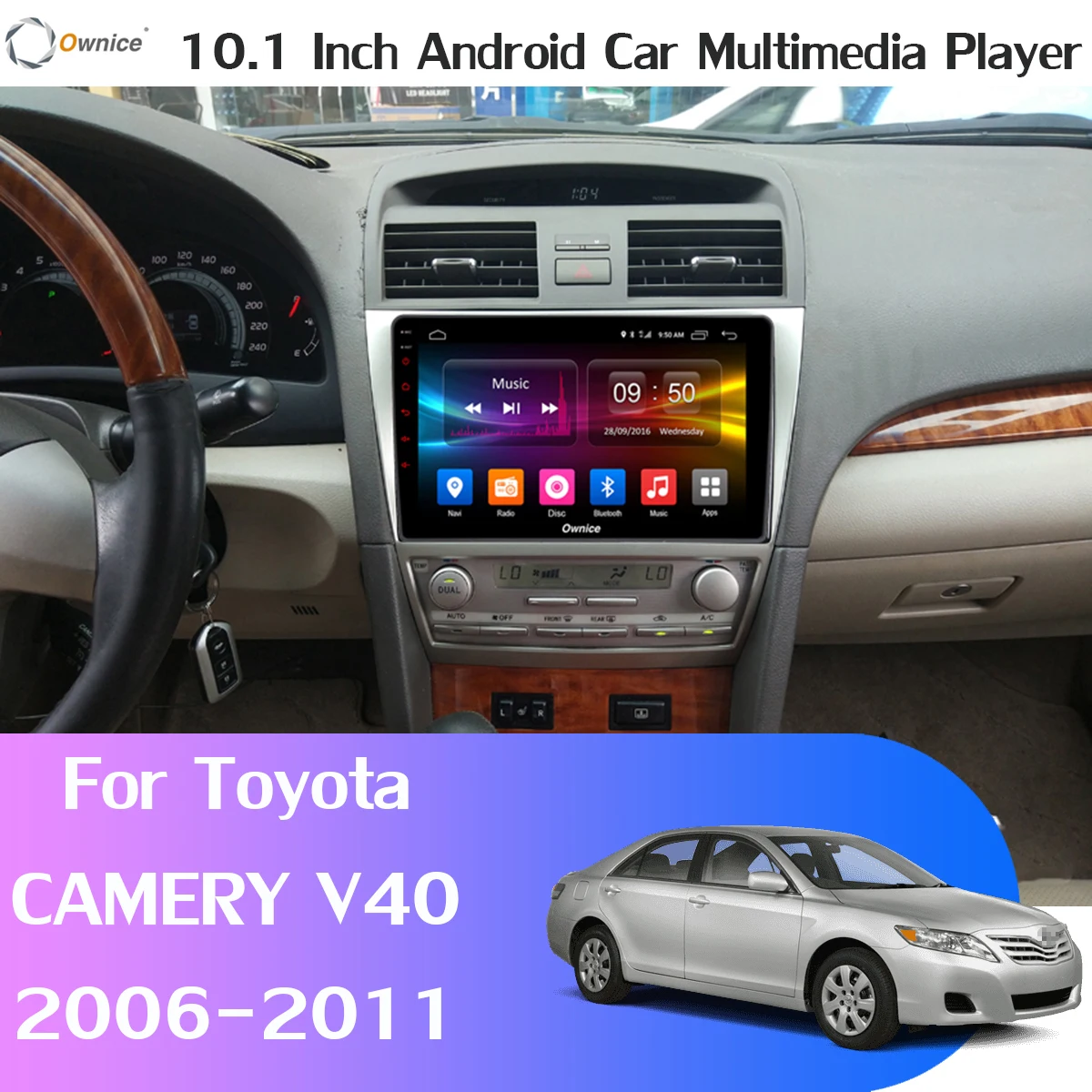 Sale 360° Panoramic Android 9.0 4G+64G GPS Navigation Radio CarPlay SPDIF DSP Car Multimedia Player for Toyota Camry 2006-2011/2013 1