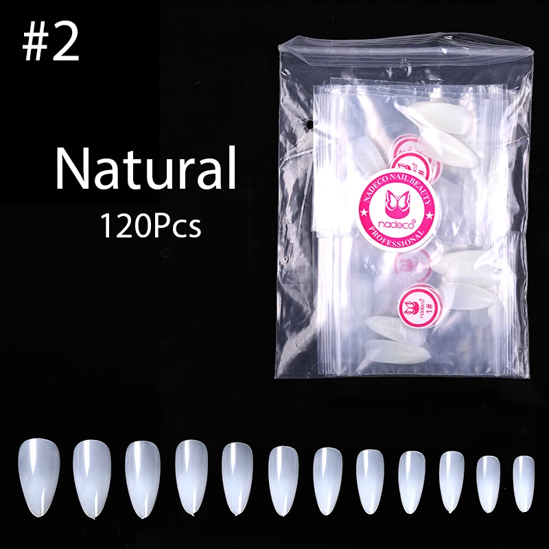 Natural 120pcs Накладные советы для наращивания ногтей, полное покрытие, инструменты для маникюра, прозрачный натуральный белый, смешанные цвета, дизайн для ногтей - Цвет: Natural 120pcs