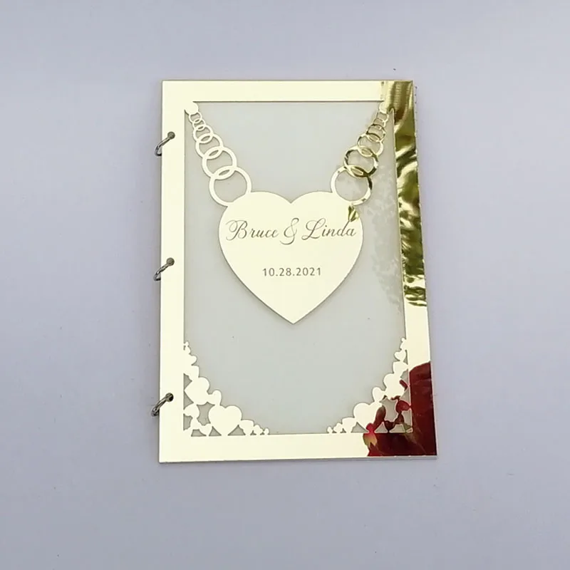 Акриловая зеркальная книга для гостей на свадьбу индивидуальное имя и дата