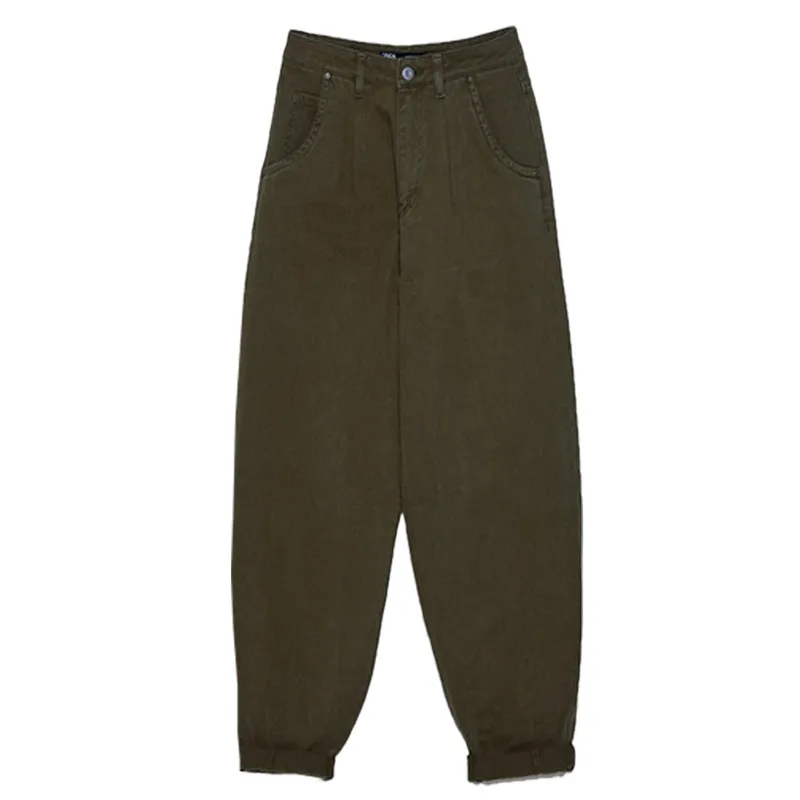 PUWD женские модные однотонные прямые джинсы - Цвет: Army green