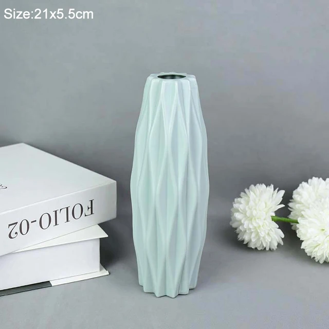 Modern Flower Vase White Pink Plastic Vase Flower Pot Basket Nordic Home Living Room Decoration Ornament Flower Arrangement C