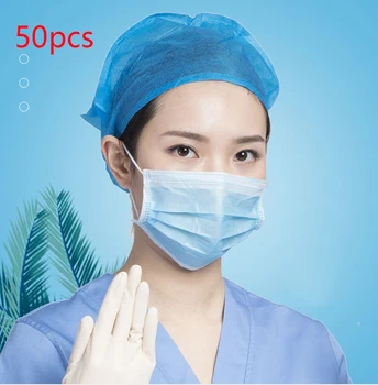 

Mask Disposable Nonwoven 3 Layer Ply Filter Mask 50Pcs mouth Face mask filter safe Breathable dustproof Protective masks