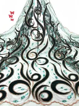 

CiCi-11.9510 Hot selling african sequins lace fabric tessel fringel embroidered tulle mesh lace fabric
