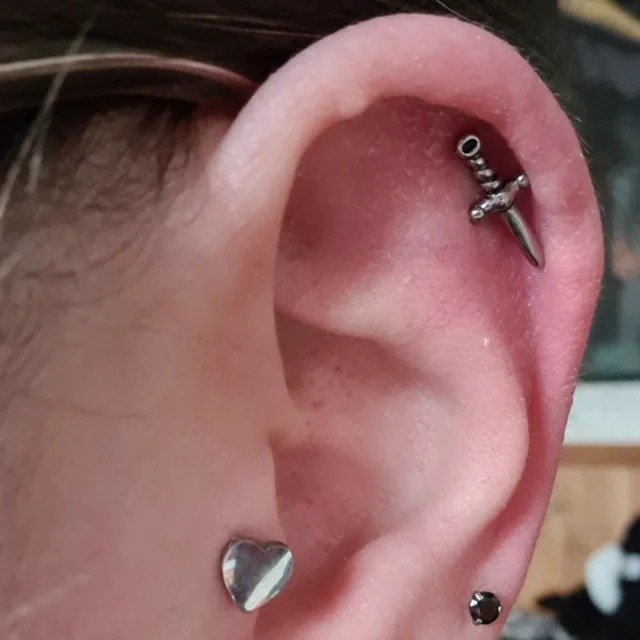 Orecchini Piercing Per Cartilagine - Acciaio Chirurgico 316L - 16G - Filettati Internamente - Per Helix, Trago, Conch - Foto 10