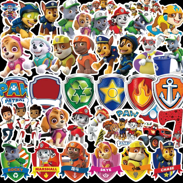 100pcs 100 шт., набор игрушек «Щенячий патруль», 3D Граффити, наклейки, игрушки, Мультяшные аниме персонажи, наклейки моделей, детские подарки на день рождения и Рождество - Цвет: 100pcs