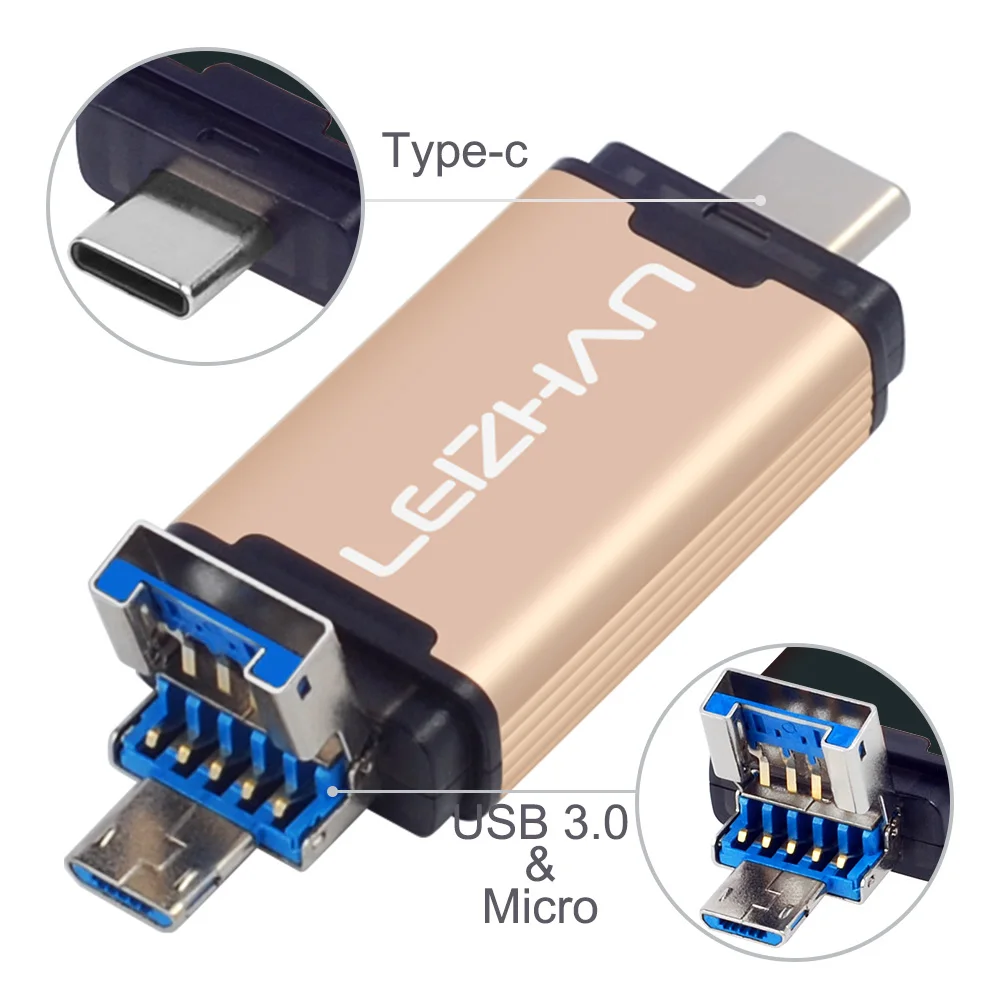 USB флеш-накопитель для телефона Android 3 0 Type-C Micro Флешка Huawei P30 Samsung S10 S9 S8 S7 S6 S5 128 ГБ 64 32
