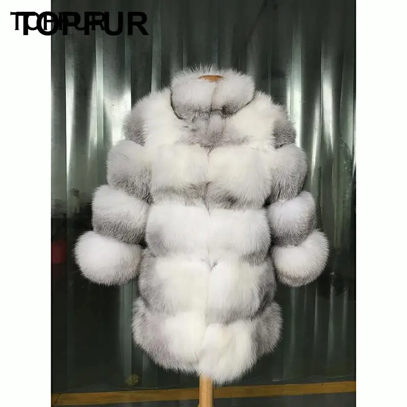 TOPFUR Женское пальто из натурального меха 70 см длинное модное толстое лисьего с