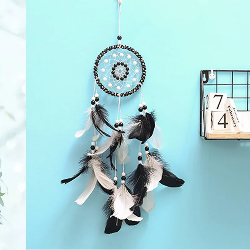 Mystery Indian Dream Net Feather Wall Hanging Decor Wind Chimes Decoration Ornaments Flower Wind Chime Home Pendant Decor