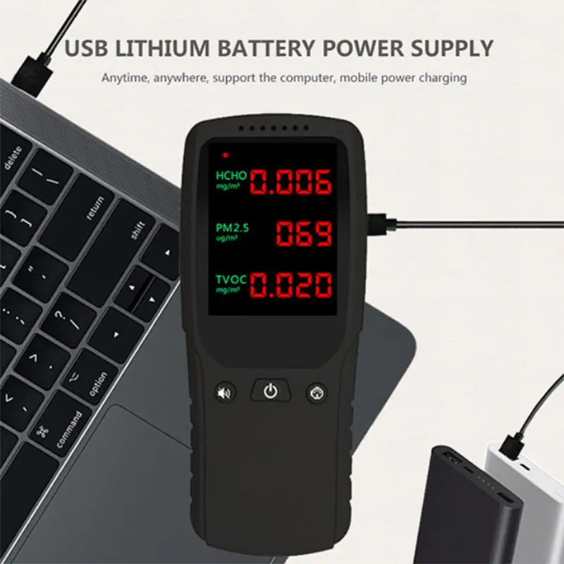 Handheld Air Quality Detector TVOC HCHO PM2.5 Monitor Digital Gas Analyzer Tester