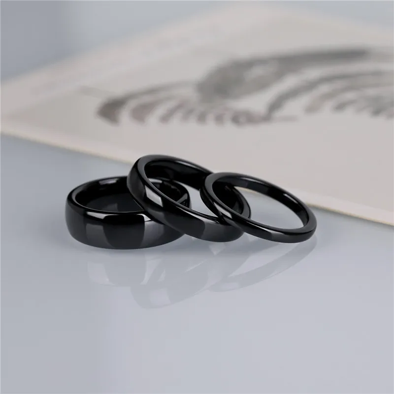 Tigrade Ceramic Brushed Black Ring For Men Women 4/6/8mm Width Tendy Male Wedding Ring Matte anillos mujer Plus Size