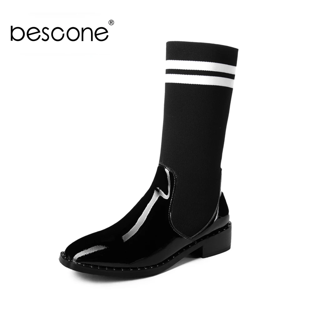 BESCONE/Новые Модные женские ботинки из натуральной кожи Сезон весна осень Обувь на