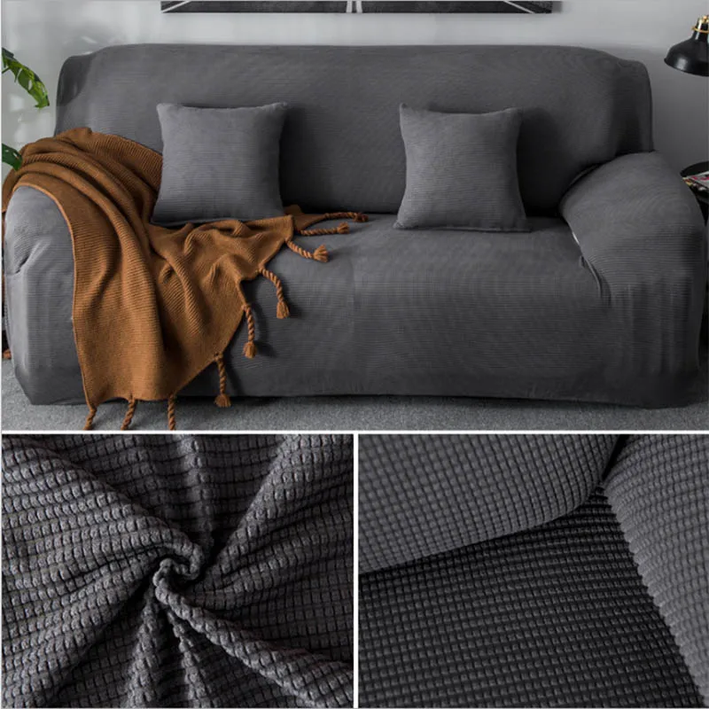 

Polar Fleece Sofa Cover Universal Waterproof Couch Covers Solid Color Elastic Slipcover Non-slip Full Wrap Sofa Seat Covering