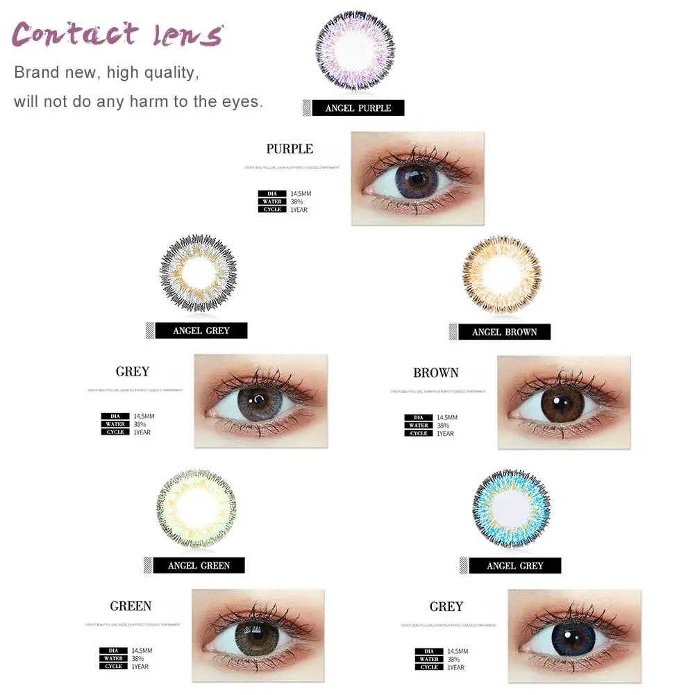 

2Pcs Big Eye Beauty Pure Colored Lens Cosmetic Eyewear For Party Makeup Beauty Essentials Makeup Set Portable Eyes