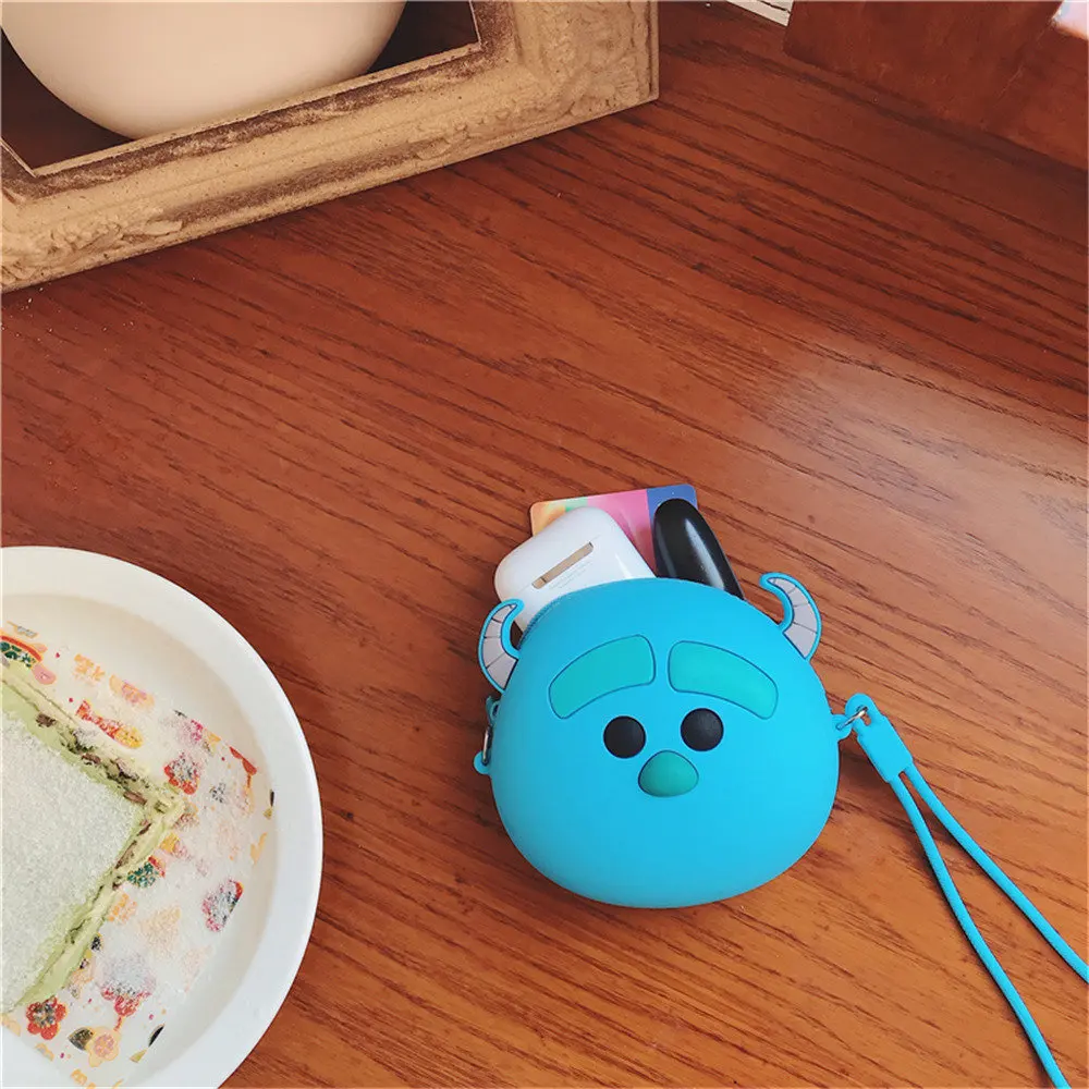 Q UNCLE Cartoon Sulley, 3D узор, сумки для женщин, на молнии, силиконовый кошелек для монет, кавайный кошелек, сумка для девочек, милые сумки через плечо на цепочке