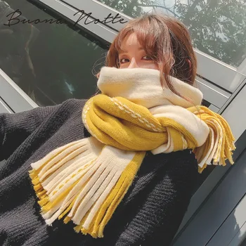 

New striped color match double sided cashmere scarf female Korean version of the wild autumn and winter thick warm scarf shawl