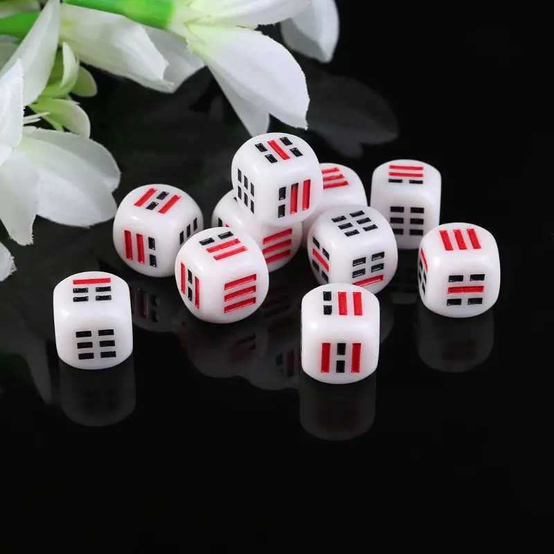 OOTDTY 10 шт. D6 кубики для легкого Гадальные угадать Гадания и предсказания кости Ба-гуа восемь иероглифов Запчасти аксессуар 16 мм