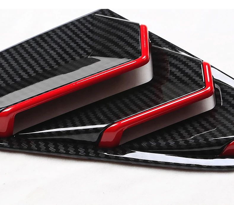carbon Red line 2 шт. Черный углеродного волокна окна автомобиля треугольник планки Стайлинг для Honda Civic 10th аксессуары - Название цвета: carbon Red line