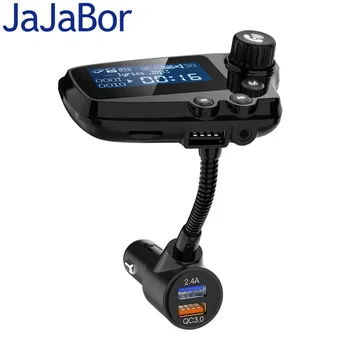 

JaJaBor FM Transmitter Bluetooth 5.0 Car Kit Handsfree Calling AUX Stereo A2DP Large Screen Display QC3.0 Quick Charge