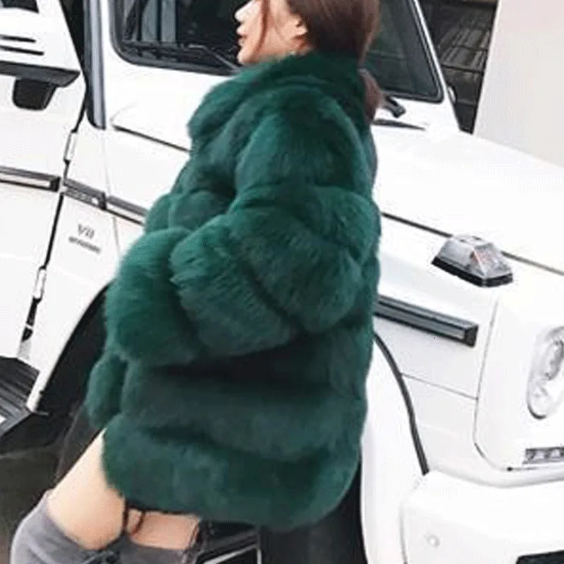 Новое модное зимнее пальто женская зимняя куртка Женское пальто из искусственного меха длинное зимнее пальто из кроличьего меха розовое черное пальто из искусственного меха лисы