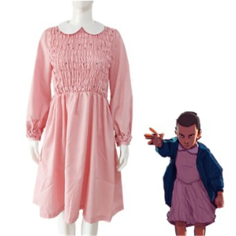 

Cosplay Things Season 3 Eleven Millie Bobby Brown performance costume Pink Dress Adult Woman Skirt Halloween Party Costumes