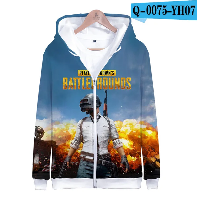 Модные худи pubg в Для мужчин Толстовка игры худи pubg для маленьких мальчиков толстовка на молнии модные пуловеры с капюшоном детская спортивная одежда - Цвет: 3D