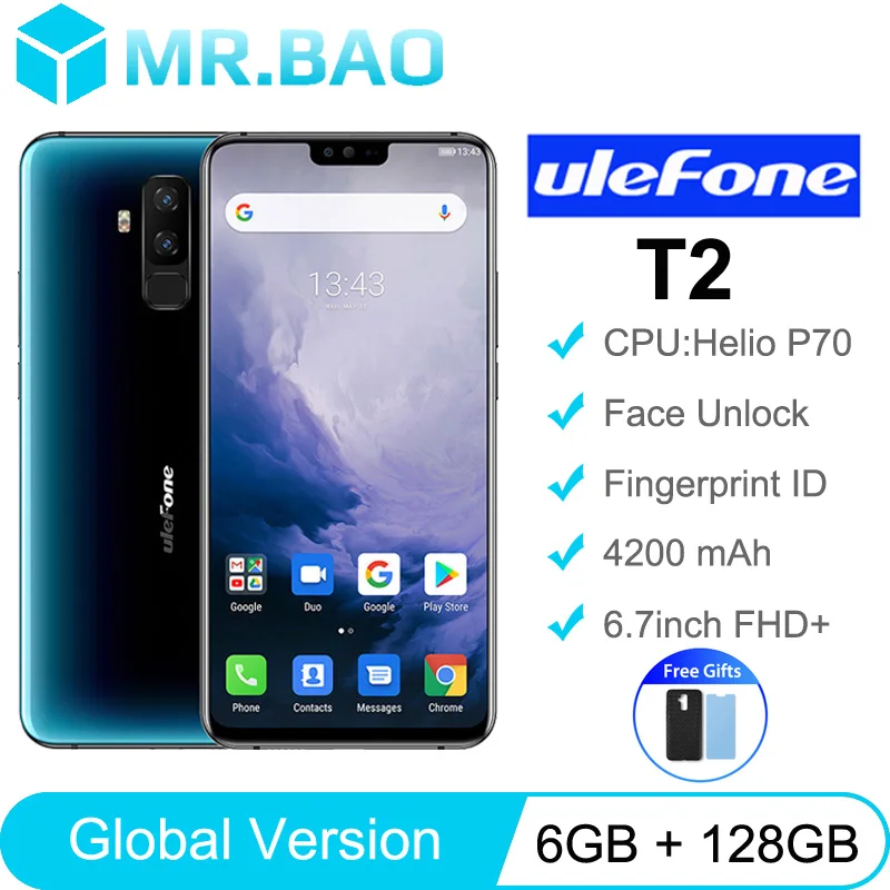 Глобальная версия Ulefone T2 Смартфон Android 9 0 сотовый телефон 6 ГБ 128 NFC Helio P70 4200 мА/ч 7