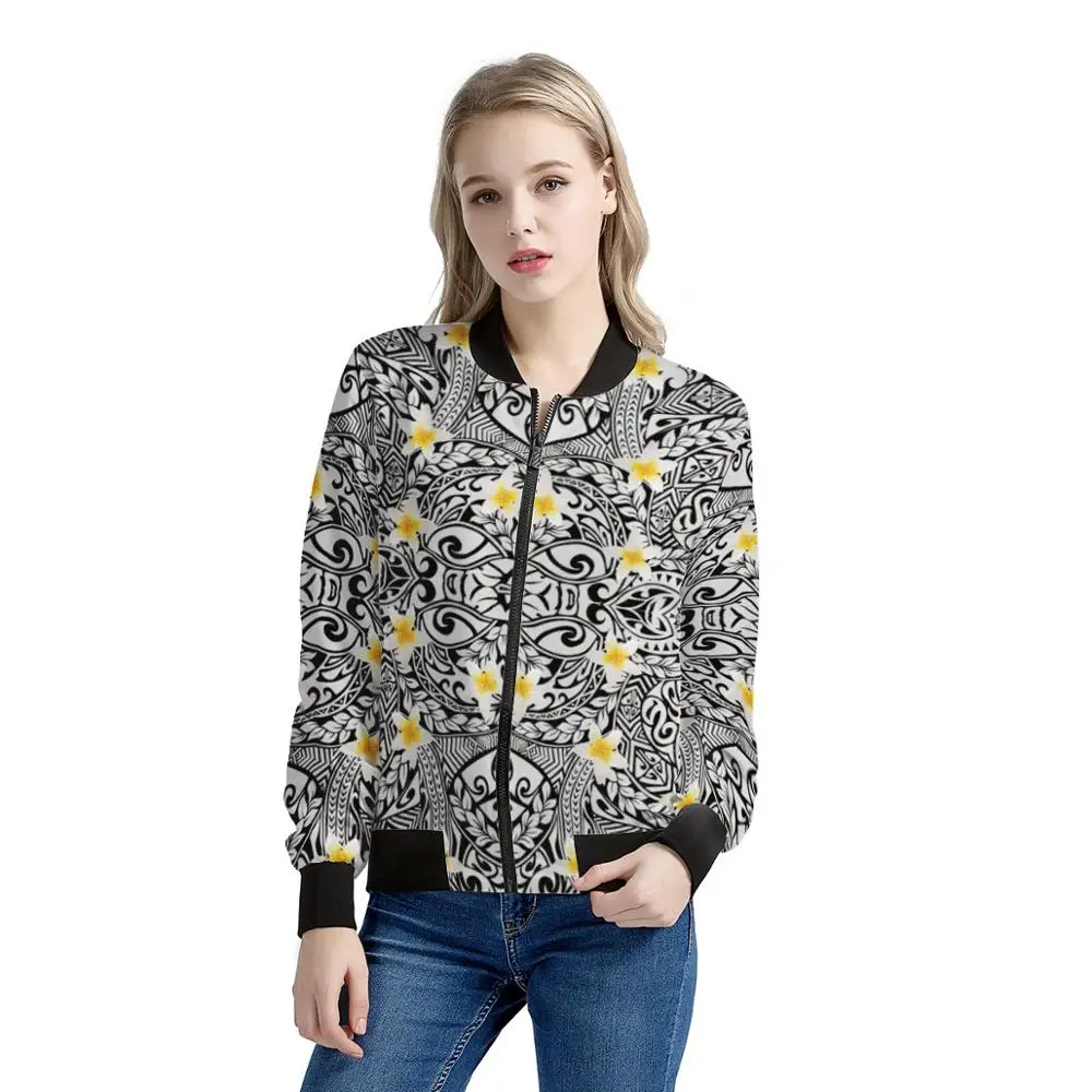 

Ladies Winter Jacket Polynesian Traditional Tribal Print Women Jackets Fashionable Custom Jacket Girls Casual Long Sleeve Jacket