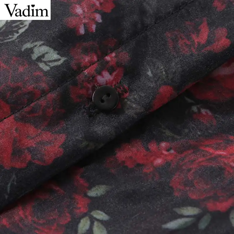 Vadim, милый, женский цветочный узор блуза из органзы фонарь рукав отложной воротник рубашка женские винтажные повседневные топы, блузы LB551