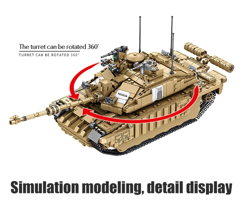 1687 шт., Военный танк Challenger 2, сборные блоки DIY, модель WW2, фигурки армейского солдата, Бики для мальчиков, рождественские игрушки