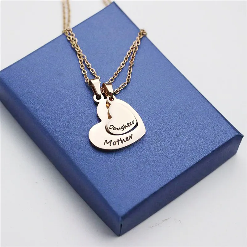 Mother Daughter Necklace Set Engraved 