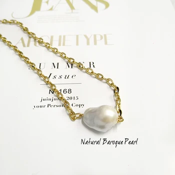

BU-144 Baroque Pearl Choker Necklace Jewelry Women Chunky Gold Chain Freshwater Pearl Necklaces Chokers Statement