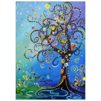

100% Full Figure Diamond Painting Diy Flower Tree Abstract Modern Oil Painting Diamond Drawing Round Diamond Embroidered