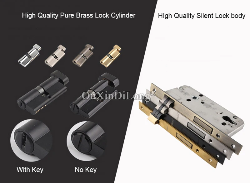 Элегантный роскошный Европейский бесшумный врезной дверной замок, набор для интерьера гостиной, спальни, ванной комнаты, бесшумный дверной замок с ключом/без ключа