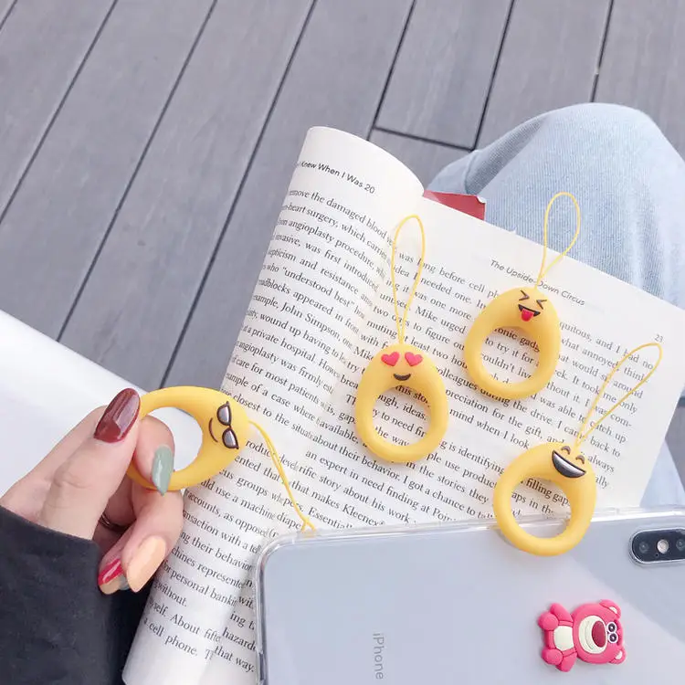 Cartoon Silicone Loop Cute Phone Strap Key Ring Unique Soft Universal Mobile Phone Finger Strap Charm Lanyard for iPhone 11 pro