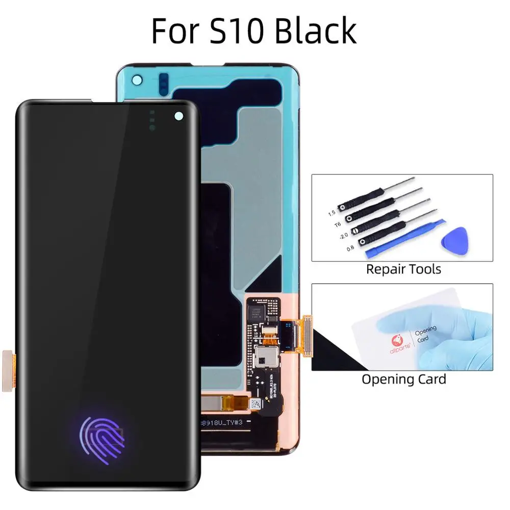 Для samsung S10 lcd дисплей G973F G973 для samsung Galaxy S10 Plus S10+ S10E lcd G975 G975F сенсорный экран дигитайзер - Цвет: S10 Black