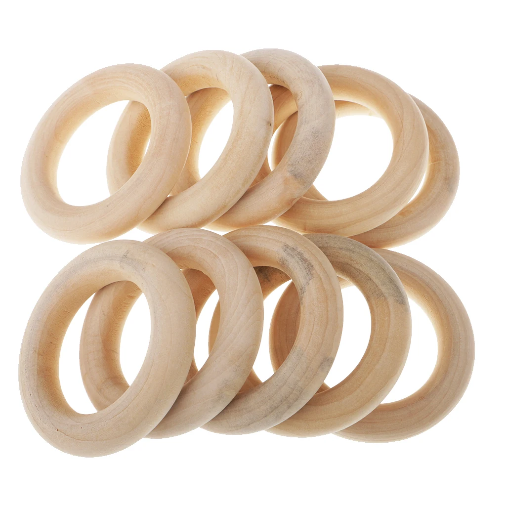 10x Blank Wood Loop Teething Ring Circles For Jewelry Making Kids Craft Key Ring Scrapbooking Clothing Accessories - 58mm 10x Blank Wood Loop Teething Ring Circles For Jewelry Making Kids Craft Key Ring Scrapbooking Clothing Accessories - 58mm
